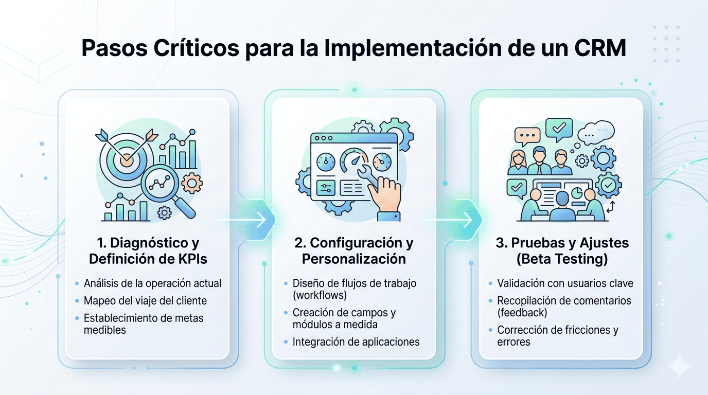Pasos del proceso de implementación de un CRM Zoho